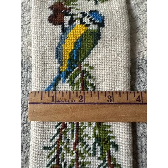 Vintage Christmas Cross Stitch Tapestry Wall Hang Needlepoint Holiday blue tit - Picture 13 of 14